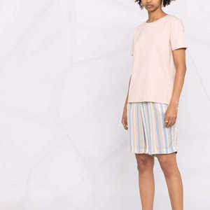 Camiseta de Mujer Ecológica de Algodón Rosa Claro, Casual, de Verano, Cuello Redondo, Manga Corta, Secado Rápido, Transpirable, Lisa - Product Image 2