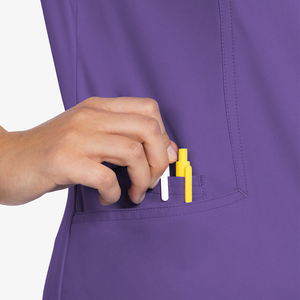 Women's Purple <b>Scrub</b> <b>Top</b> Short Sleeve With Pockets Custom Logo & Color Nursing <b>Scrubs</b> Jersey - Product Image 5
