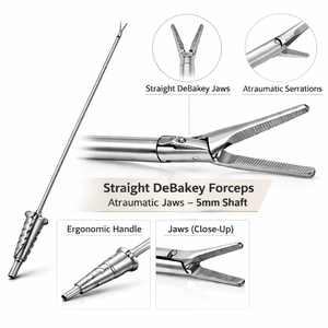 Pinces DeBakey Premium – Acier inoxydable, tige de 5 mm, mâchoires de 2,8 mm, longueur totale de 30 cm, poignée ronde à pression – ZETOMEDPRO - Product Image 5