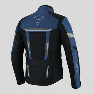 เสื้อแจ็คเก็ตมอเตอร์ไซค์แขนยาวสีน้ำเงินสำหรับผู้ชาย OXYTAG SPORTS กันลม ดีไซน์สีตัดต่อ ใส่ได้ทุกฤดู สไตล์ผู้ใหญ่ ราคาถูก รับผลิตแบบ OEM - Product Image 3