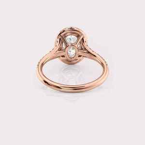 แหวนเพชรทรงรีประดับเพชรรอบวง สำหรับผู้หญิง ทองคำ 14 กะรัต โรสโกลด์/เยลโลว์โกลด์/ไวท์โกลด์ ชุบโรเดียม ได้รับการรับรองจาก IGI - Product Image 4