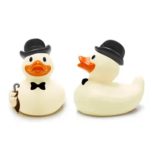 Plástico PVC Ftalato Livre Personalizado Profissional Amarelo Old Fashion Gentleman Rubber Duck