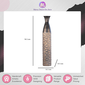 Expertos en la Venta de Jarrones Altos de Metal de Aluminio Clásicos con Acabado Dorado Gris y Patrón de Conchas Marinas de Calidad Estándar para Compradores al por Mayor - Product Image 3