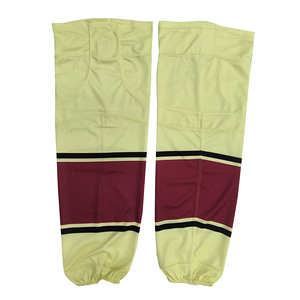 Yellow Maroon Striped Basketball Knee High <b>Leg</b> <b>Warmers</b> Breathable Knitted Adult Sport Socks - Product Image 6