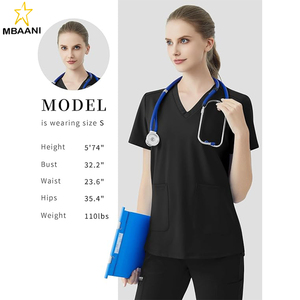 <b>Scrub</b> <b>Tops</b> for Women V-Neck Classic Fit with Two Pockets for Medical Uniforms Four-Way Stretch, Anti-Wrinkle - Product Image 6