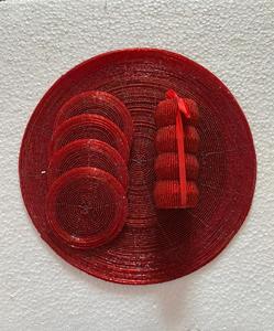 Handmade <b>Beaded</b> <b>Placemats</b>-Washable Anti-Slip Eco-Friendly Jacquard Woven Embroidery Plant Pattern Home & Outdoor Use - Product Image 2