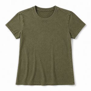 T-shirt vintage délavé pour femme en coton doux, col rond, coupe décontractée oversize, teint en pièce, idéal pour le streetwear - Product Image 2