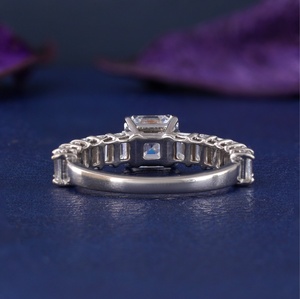 2.93 CT Emerald Cut Lab Grown Diamond Engagement Ring 14K White Gold with VS1 Clarity Main <b>Stone</b> Sapphire - Product Image 4