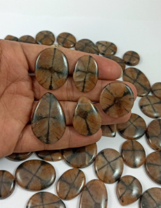 Cabochons de Chiastolite Naturelle de Qualité Supérieure, Formes Mixtes, Cristal Poli, Pierre Précieuse Marron pour la Fabrication de Pendentifs et Bijoux en Argent - Product Image 1