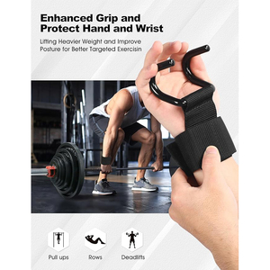 Sangles de levage réglables en acier robuste avec crochets pour musculation, entraînement de force, gym, fitness, support de poignet noir - Product Image 5