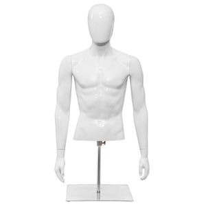 Maniquí Masculino de Medio Cuerpo con Base para Exhibición de Moda, Torso de Tela de Lino - Product Image 3