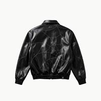 Blouson en cuir rouge inspiré de Spider-Man pour homme, style moto zippé, col rabattable, design à thème, idéal pour l'automne