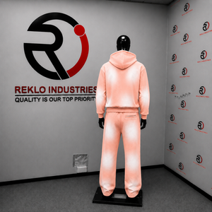 Ensemble de survêtement personnalisé pour homme, rose pêche délavé, avec sweat à capuche zippé et pantalon de jogging, vente en gros, tenue décontractée streetwear et sportswear - Product Image 4