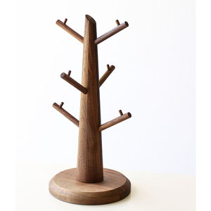 Elegante soporte de madera para tazas con 6 ganchos, organizador de tazas de café, accesorio de cocina de madera que ahorra espacio para el hogar - Product Image 2