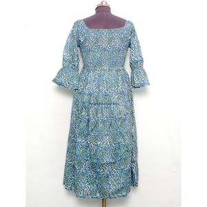 เดรสยาวทรงสี่เหลี่ยมคอวี ผ้าฝ้าย 100% คุณภาพสูง เป็นมิตรกับสิ่งแวดล้อม ระบายอากาศได้ดี สำหรับผู้หญิง เนื้อผ้าน้ำหนักเบา สวมใส่สบาย เหมาะสำหรับฤดูร้อน - Product Image 6