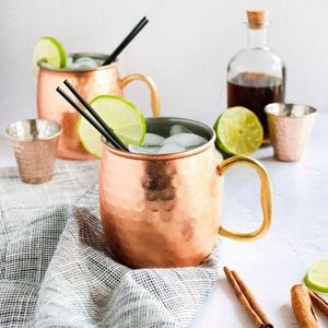 Copper hammered mug set for elegant gourmet celebration drinks hammered finish metal <b>cups</b> durable <b>reusable</b> serving mugs - Product Image 2