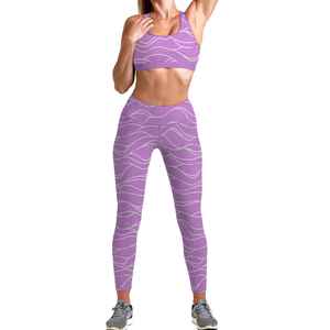 Two Piece Breathable Sublimation Print Yoga Set GYM Wear Wholesale Custom <b>Womens</b> Workout Leggings Sport Bra Sets - Product Image 1