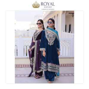 สินค้ามาใหม่ล่าสุด เสื้อผ้าดีไซเนอร์สไตล์ปากีสถาน ชุดกำมะหยี่สำหรับงานปาร์ตี้และเทศกาล ราคาสุดคุ้ม - Product Image 5