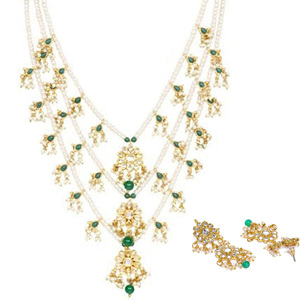 Indian Stylish Layered Pearl Rani Haar Long Kundan Necklace Zircon Alloy Jewellery Set Wedding Engagement Party Gift Hiphop Gold - Product Image 3