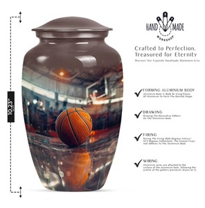 Urne funéraire artisanale en aluminium marron de 200 pouces cubes, urne commémorative pour adulte, urne funéraire décorative en forme de balle de golf - Product Image 1