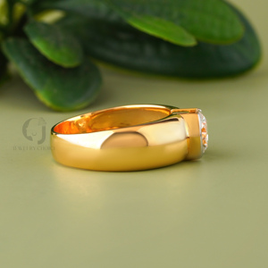 Modern 18K <b>Gold</b> Bezel <b>Set</b> Men Diamond <b>Ring</b> 2.05ct Lab Grown Round Solitaire Band Yellow <b>Gold</b> Color Elegant Unisex Jewelry - Product Image 2