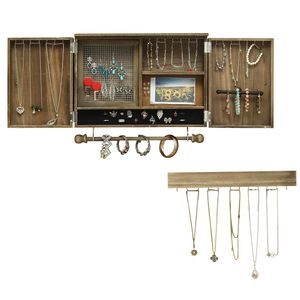 Scatola Portagioie in Legno di Alta Qualità con Decorazione a Porta Scorrevole, Contenitore da Parete per Collane, Orecchini, Bracciali, Anelli e Altri Gioielli - Product Image 4