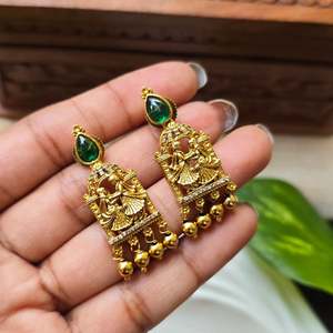 Suyamvara Chandelier Drop Earrings-Classic Bohemian Religious Number Design - Product Image 2