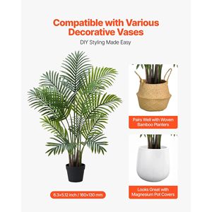 Palmeras Areca Artificiales de 4 pies, Paquete de 2, Blancas, Altas, Plantas Tropicales Falsas con Maceta Grande, Planta Artificial de Seda para Decoración de Exteriores - Product Image 5