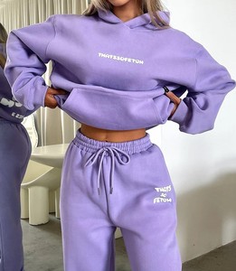 Sudadera con capucha y cremallera completa Edoor Wears, de forro polar ecológico, informal, morada, unisex, con bordado y estampado en relieve, para invierno - Product Image 1