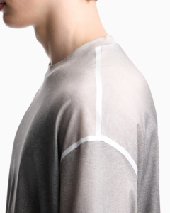 T-shirt à manches courtes pour homme, coupe ample, dégradé de couleurs, tricoté, respirant, col rond, design uni, gris - Product Image 5