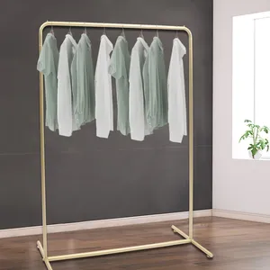 Minimalist Standing Clothing Organizer Rectangle Aluminum Metal <b>Rack</b> Single Tier for Wardrobe Space Saving Design - Product Image 1