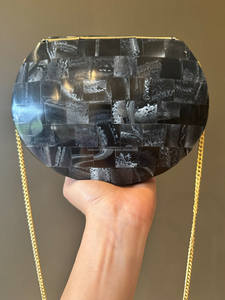 Chic noir/gris pied-de-poule métal sac à bandoulière chaîne dorée sangle étanche Durable sophistiqué vadrouille Vintage inspiré luxe - Product Image 4