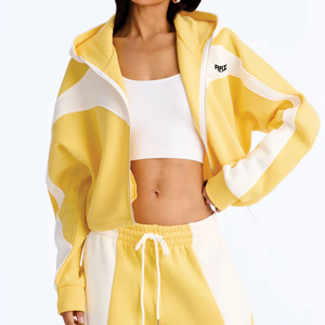 Conjunto Deportivo de Dos Piezas para Mujer OEM, Sudadera Corta Personalizada y Pantalones Jogger, Mezcla de Algodón Suave, Fabricante al por Mayor - Product Image 3