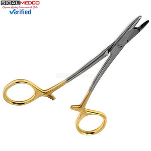 ที่จับเข็ม/ไหมเย็บ TC Olsen Hegar ขนาด 4.5 นิ้ว ผลิตจากเยอรมนี ทำจากเหล็กกล้าไร้สนิม พร้อมวงแหวนสีทอง ด้ามจับแบบล็อคด้วยระบบแร็ทเช็ต ใช้งานด้วยมือ - Product Image 4