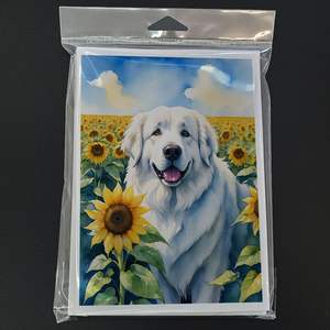 Great Pyrenees in Sunflowers A7 <b>Greeting</b> <b>Cards</b> Pack of 8 Blank <b>Note</b> <b>Cards</b> with Envelopes Whimsical 5x7 Size - Product Image 3