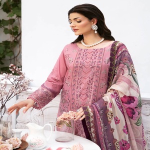 Ensemble Kurti 3 Pièces pour Femmes, Style Pakistanais, en Tissu Lawn Original de Marque, Non Cousu, Ramsha, pour Femmes Indiennes et Filles, Modèle Sari Salwar Lourd et Élégant, Vente en Gros - Product Image 5