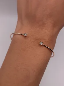 0.40 Ct Lab Grown Diamond Vintage 14K Gold Open Cuff <b>Bangle</b> IGI Certified Gift for Engagement - Product Image 4