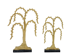 Aluminum Willow <b>Tree</b> Sculpture Home Decor Accents Set of 2 Modern Metal Art Statues with Marble Base for Living Room Shelf Table - Product Image 2