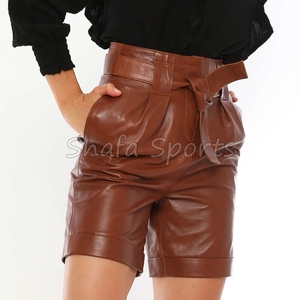 Servicio OEM: Diseño de Shorts de Cuero para Mujer con Bolsillo, Precio al por Mayor, Ropa Casual y Deportiva para Mujer, Shorts 100% Cuero en Venta - Product Image 5