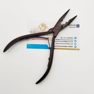 Pinzas para Extensiones de Cabello de Acero Inoxidable Color Marrón Chocolate con 2 Orificios - Product Image 1