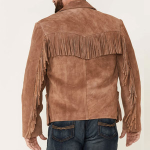 Men's Genuine <b>Suede</b> Leather Fringe Winter <b>Jacket</b> Premium Quality Plain Dyed Finish Full Size Range Custom OEM Wholesale - Product Image 2