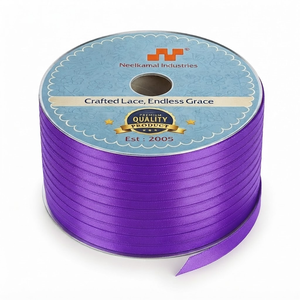 6mm Purple Single Face Satin Ribbon Customizable Supplier 350 Meter Roll for Spa Products Jewelry Packaging Gift <b>Boxes</b> Wholesale - Product Image 1