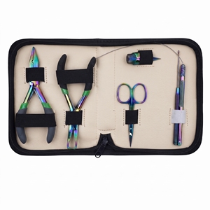 Kit d'installation d'extensions capillaires pour salon : Pince à micro-perles, Chargeur de perles, Enfileur de fils, Crochet de tirage - Product Image 1