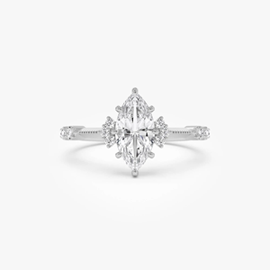 Bague de fiançailles en or massif 14 carats avec diamant de laboratoire taille marquise de 1,10 carat, bague de mariée élégante - Product Image 2
