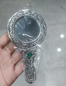 German Silver Hand <b>Mirror</b> with Traditional Ethnic Design Vintage Decorative <b>Vanity</b> <b>Mirror</b> Bridal <b>Makeup</b> & Pooja Gift Handheld - Product Image 2