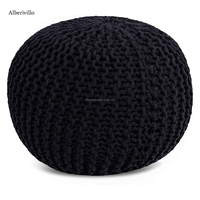 Coussin de sol en jute tressé fait à la main Pouf ottoman