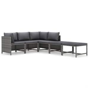 Conjunto de Muebles de Jardín de Ratán PE Gris 100% Poliéster con Acero con Recubrimiento en Polvo, Muebles de Exterior Premium - Product Image 2
