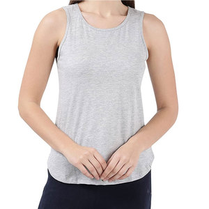 Débardeur en coton gris tricoté pour femme, col rond, couleur unie, respirant, longueur normale, pour un usage quotidien - Product Image 1