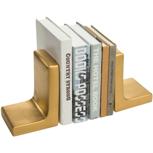 Gold <b>Decorative</b> Modern Concrete Bookends Minimalist Geometric Book Holders for <b>Bookshelf</b> Library Office Home <b>Decor</b> - Product Image 1