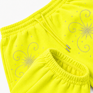 Yellow <b>Sequined</b> 100% Cotton Anti-Pilling Sweatpants Elastic Waist Drawstring Men Casual <b>Jogger</b> Pants Winter Streetwear Fashion - Product Image 4